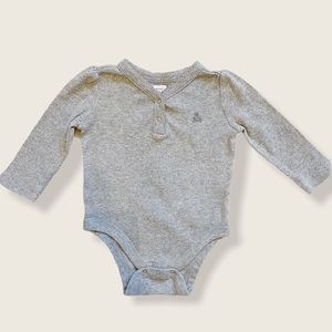 Baby Gap 6-12M Brannan Bear Ribbed Henley Gray